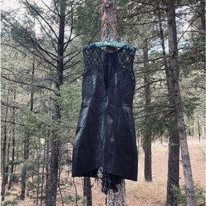 Vintage Leather Lace Prom Dress